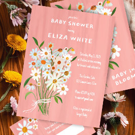 Invitación Cute Daisy Bouquet Personalizado pintado a mano Ba