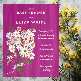 Invitación Cute Daisy Bouquet Personalizado pintado a mano Ba