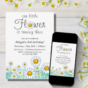 Invitación Cute Daisy Flower Fun Floral Cumpleaños