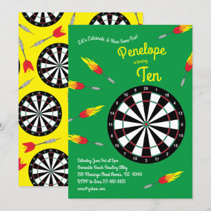 Invitación Cute Dart Board Niños Fiesta de cumpleaños Deporte