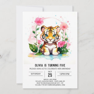 Invitación Cute de tigres salvaje cumpleaños de la selva