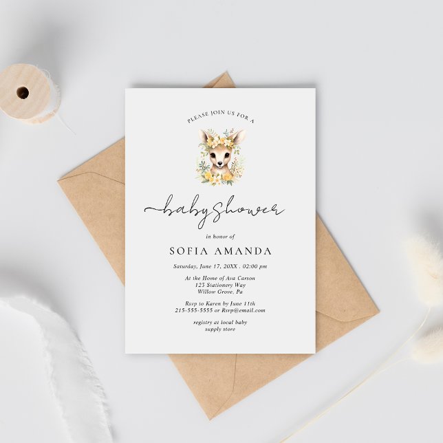 Invitación Cute Deer Animal Woodland Baby Shower (Subido por el creador)