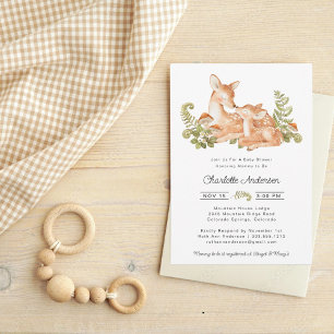 Invitación Cute Deer Woodland Baby Shower Tema