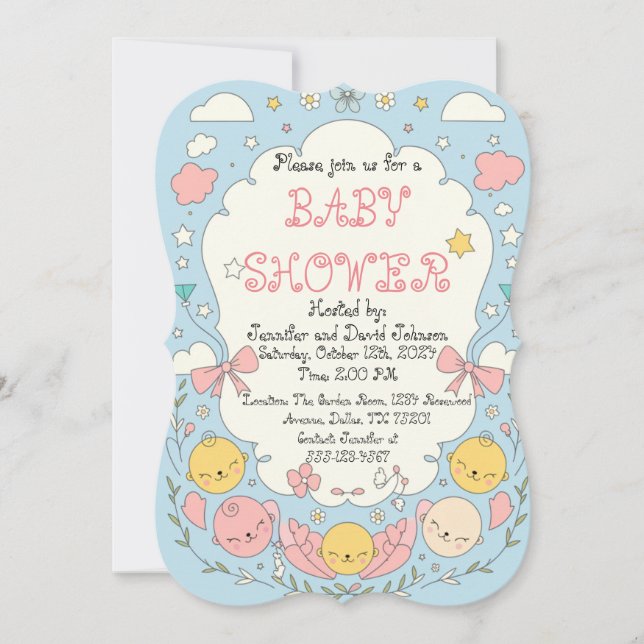 Invitación Cute Delicate Baby Shower (Anverso)