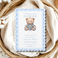 Cute Denim Teddy Bear Baby Shower