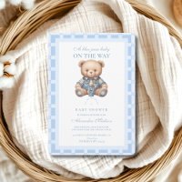 Cute Denim Teddy Bear Baby Shower