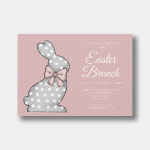 Invitación Cute Desayuno de Pascua de conejito rosa polvorien