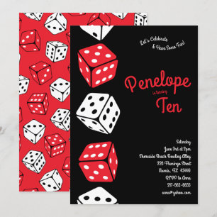 Invitación Cute Dice Games Niños Fiesta de cumpleaños
