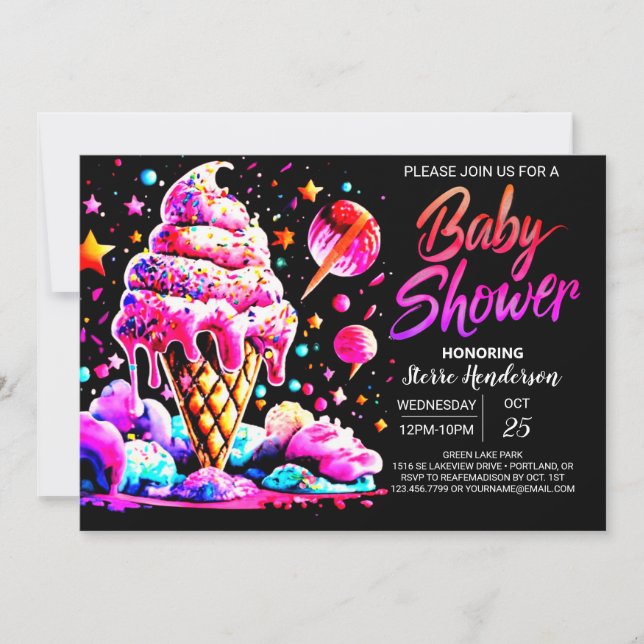 Invitación Cute Digital Sweetness Baby Shower (Anverso)