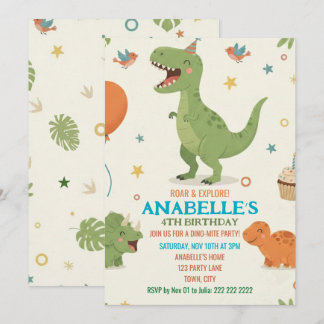 Invitación Cute Dino Birthday Party Invitation