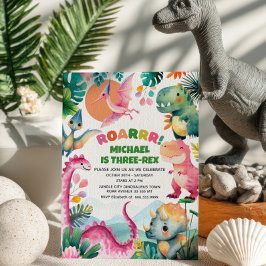 Invitación Cute Dino Dinosaur Dig Fossil Niños 3er cumpleaños