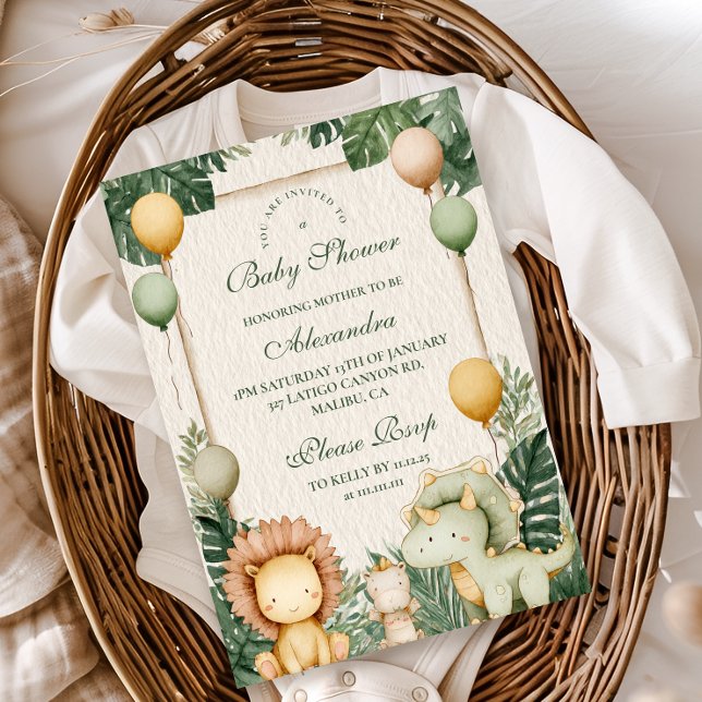 Invitación Cute Dino Jungle Baby Shower (Subido por el creador)