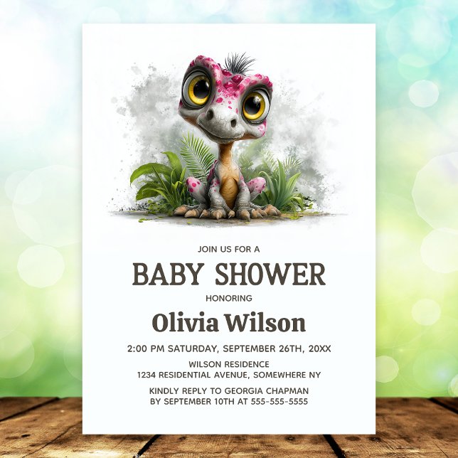 Invitación Cute Dinosaur Baby Shower Invitation (Subido por el creador)