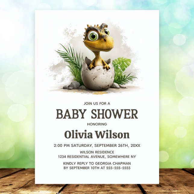 Invitación Cute Dinosaur Baby Shower Invitation (Subido por el creador)
