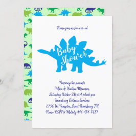 Invitación Cute Dinosaur Baby Shower Stegosaurus Blue Boy