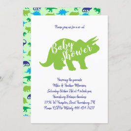 Invitación Cute Dinosaur Baby Shower Triceratops Blue Boy