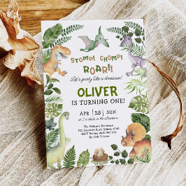 Invitación Cute Dinosaur Cumpleaños Jurassic Dino Fiesta