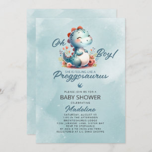 Invitación Cute Dinosaur Preggosauro Baby Shower