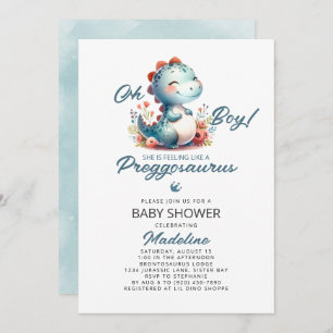 Invitación Cute Dinosaur Preggosauro Baby Shower