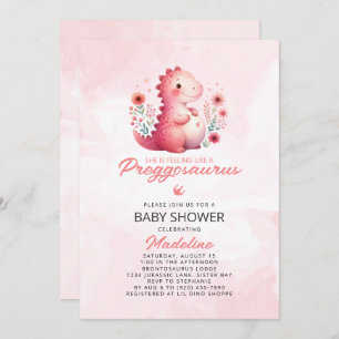 Invitación Cute Dinosaur Preggosauro Baby Shower