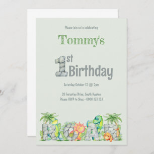 Invitación Cute Dinosaur Roar Primer Birthday Boys