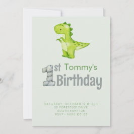 Invitación Cute Dinosaur T-REX Primer Cumpleaños Fiestas Niño