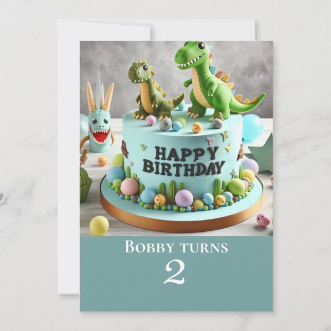 INVITACIÓN CUTE DINOSAUR TEMÁTICO CUMPLEAÑOS FIESTA (Reverso)