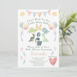 Invitación Cute Dinosaur Watercolor Baby Shower