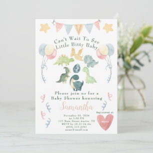 Invitación Cute Dinosaur Watercolor Baby Shower