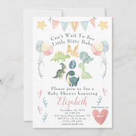 Invitación Cute Dinosaur Watercolor Baby Shower