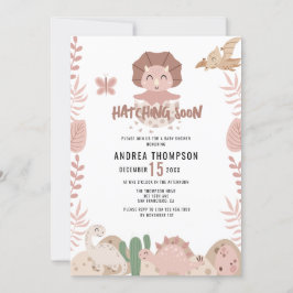 Invitación Cute Dinosaur Watercolor Baby Shower