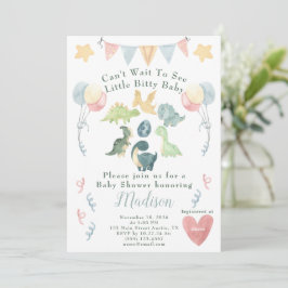 Invitación Cute Dinosaur Watercolor Baby Shower