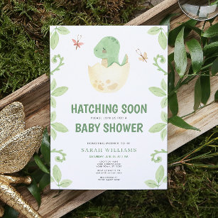 Invitación Cute dinosaurio acuarela Hatching pronto Baby Show