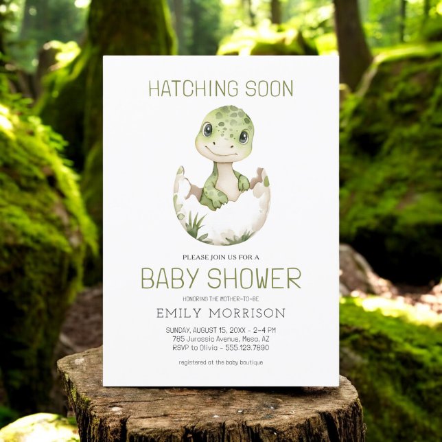 Invitación Cute dinosaurio acuarela Hatching pronto Baby Show (Subido por el creador)