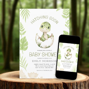 Invitación Cute dinosaurio acuarela Hatching pronto Baby Show