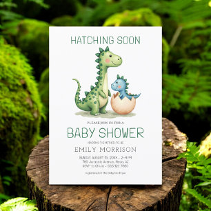Invitación Cute dinosaurio acuarela Hatching pronto Baby Show