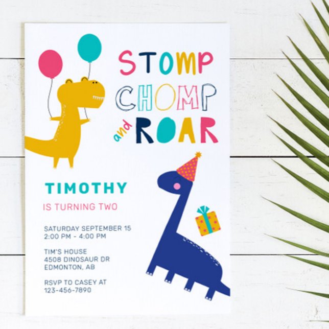 Invitación Cute dinosaurio cumpleaños Fiestas coloridos niños (Subido por el creador)