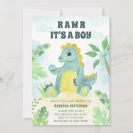 Invitación Cute dinosaurio rompe es un niño Baby Shower
