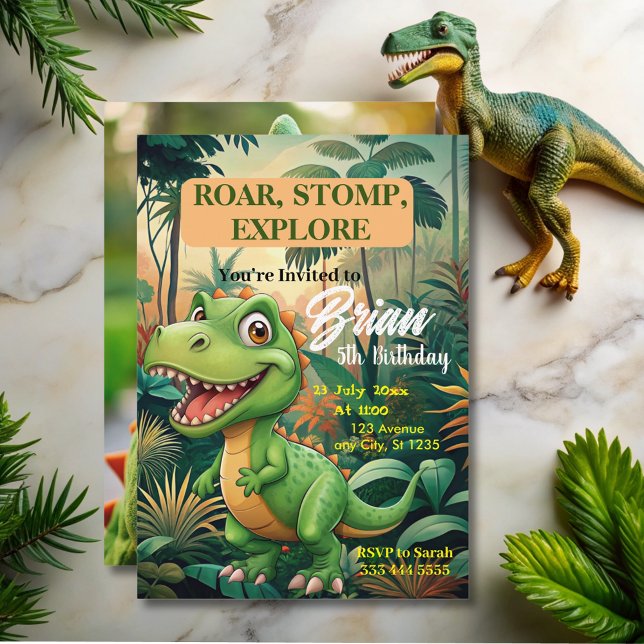 Invitación Cute dinosaurios ruar niño cumpleaños (Subido por el creador)