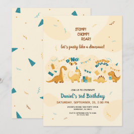 Invitación Cute dinosaurios Tercer Fiesta de Dino de Cumpleañ