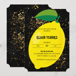 Invitación Cute Divertido amarillo Lemon Gold Purpurinas Baby