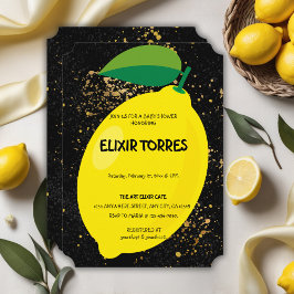 Invitación Cute Divertido amarillo Lemon Gold Purpurinas Baby