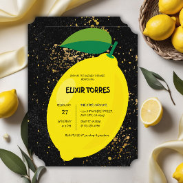 Invitación Cute Divertido amarillo Lemon Gold Purpurinas Baby