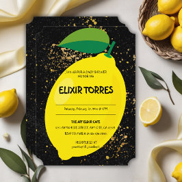 Invitación Cute Divertido amarillo Lemon Gold Purpurinas Baby