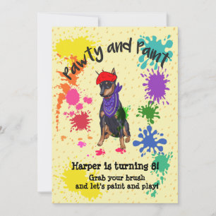 Invitación Cute Doberman Dog Fun Art Party