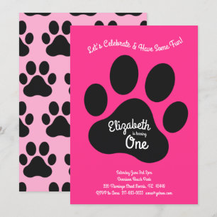 Invitación Cute Dog Paw Imprimir niños Primer cumpleaños Fies