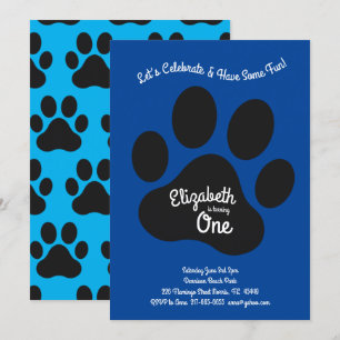 Invitación Cute Dog Paw Imprimir niños Primer Fiesta de Cumpl
