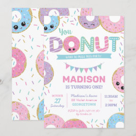 Invitación Cute donuts: Fiesta de cumpleaños con rociadas de 