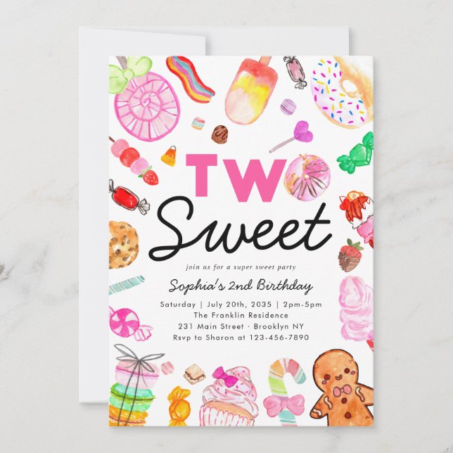 Invitación Cute dos niños de tierra de caramelo dulce Candyla (Anverso)
