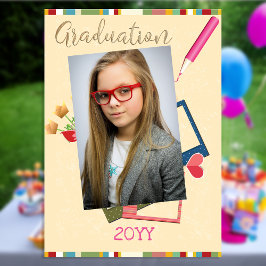 Invitación Cute Double Photo Middle School Graduation